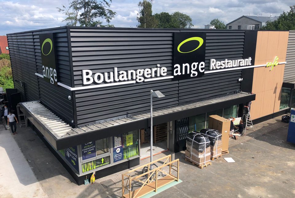 Boulangerie Ange, Marquette lez Lille, habillage de façade et enseigne